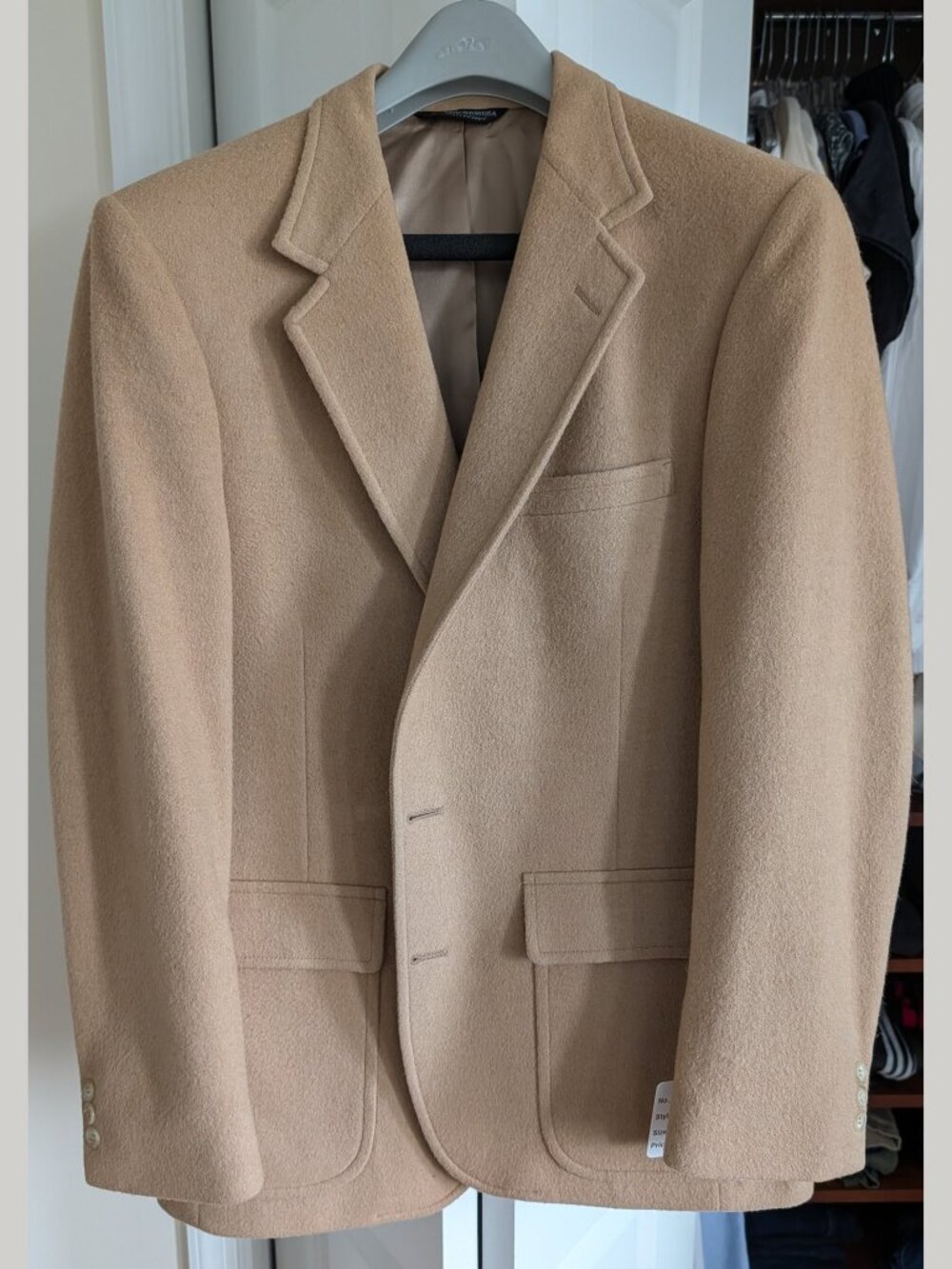 NWT Camel Hair Blazer Sport Coat Jacket Patch Pockets Made in USA 43R